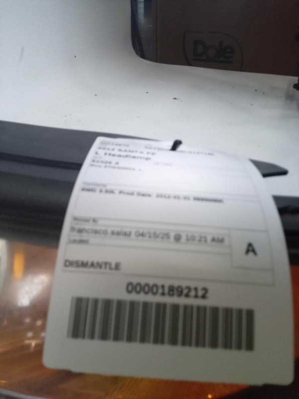 2012 Hyundai Santa Fe Left Headlight Assembly Grey OEM 31873 Used 150K Mi