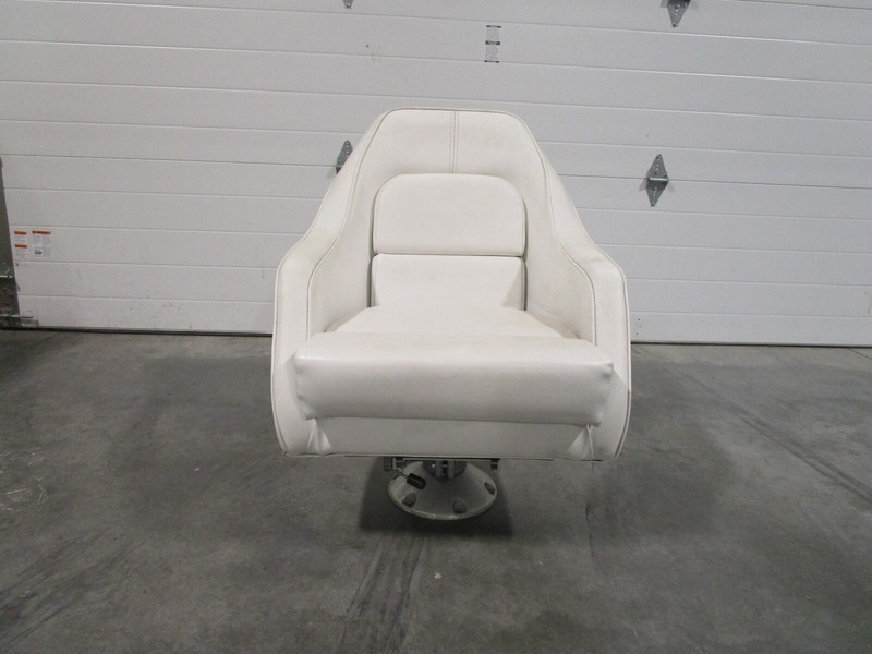 Captains Chair Pedestal Seat Marine Boat Off White 30.5" x 24 1/4"
