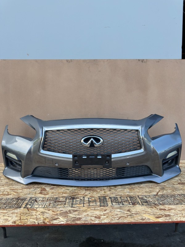 INFINITI Q50 2014-2017 OEM FRONT BUMPER COVER W/ GRILLS CAMERA SENSORS (GRAY)
