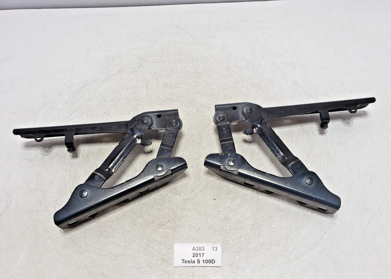 ✅ 12-21 OEM Tesla Model S Front Left Right Bonnet Hood Hinge Bracket Black SET