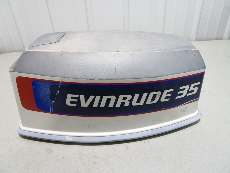 0281008 Top Cowl Motor Cover Electric Start Johnson Evinrude 35 HP Blue