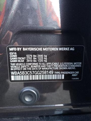 2016 BMW 535i Left Rear Door Black PW PL 73K Miles OEM Used K49845