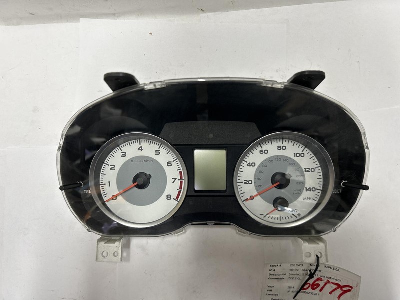 2014 IMPREZA Speedometer cluster 2.0L MPH 72k miles 85012FJ510 OEM 14