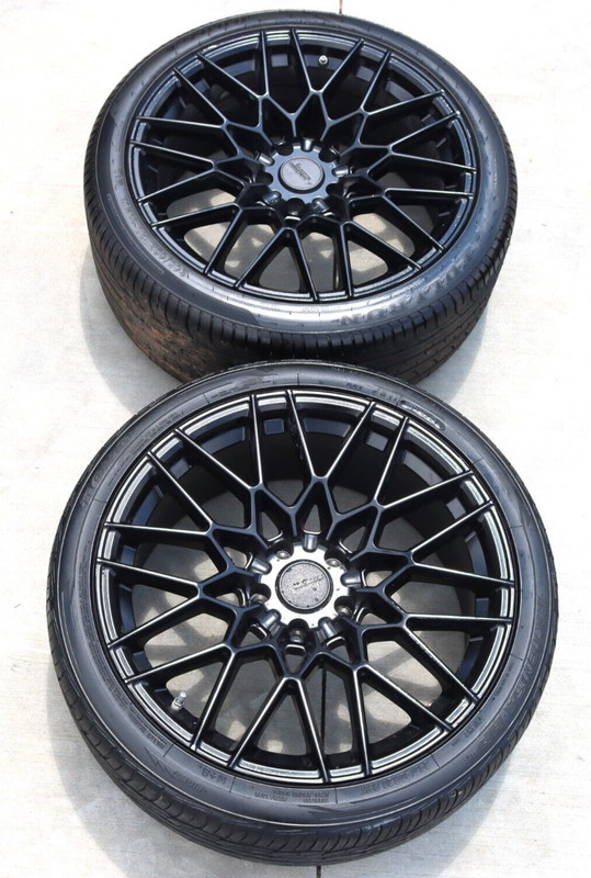 Qty: 2 American Racing Barrage Satin Black Wheels 20x9 5x120.65 GM Bolt Pattern