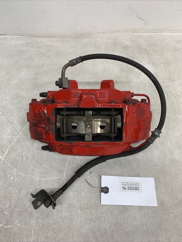 12-20 Tesla Model S FR Passenger Side Caliper Red+Brake Hose Line LH 35090 S13