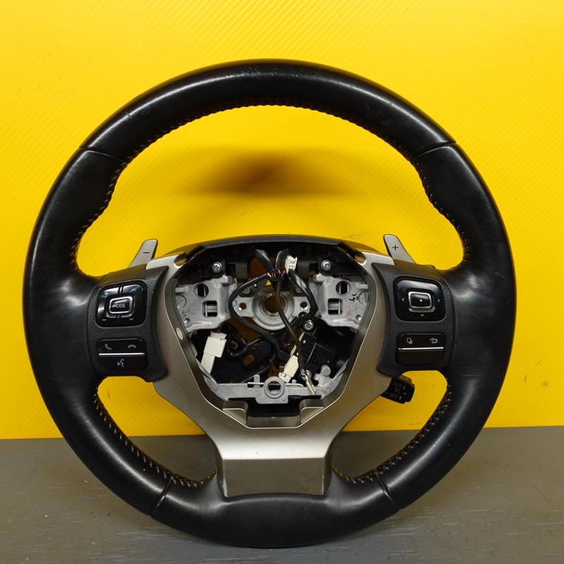 2015-2019 LEXUS RC350 BLACK LEATHER SILVER TRIM STEERING WHEEL OEM