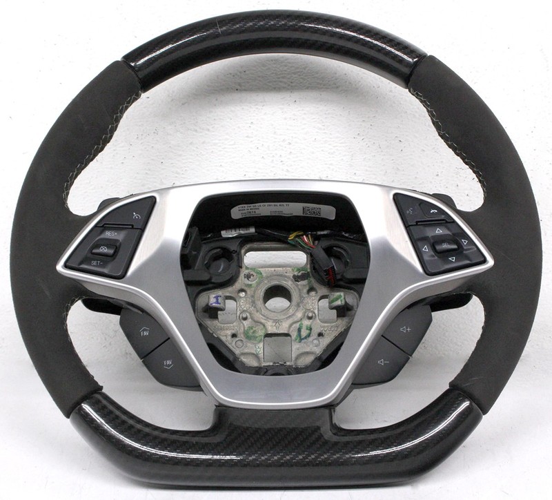OEM Steering Wheel For Chevrolet Corvette Suede Carbon Fiber White Stitch