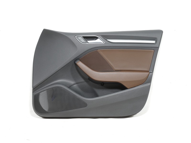 15-20 Audi A3 Front Right Passenger Door Panel Cover Trim Brown W/ Switches OEM