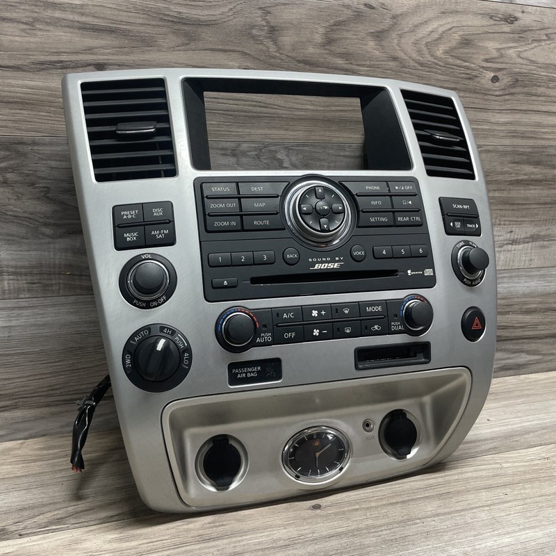 Nissan Armada Radio Bezel With Receiver Bose Complete OE Silver 25915ZQ10D 08 09