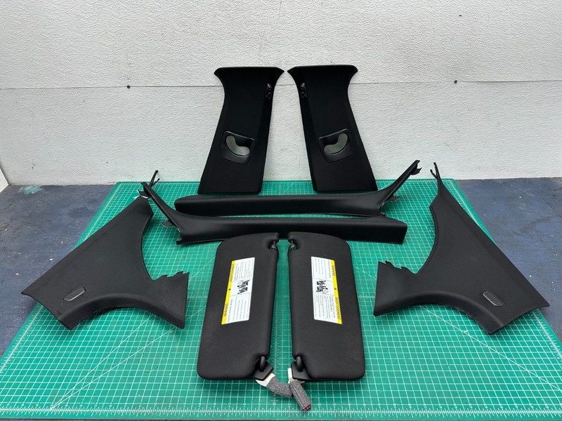 11-16 BMW F10 A B C PILLARS INTERIOR UPPER TRIM COVER W/ SUN VISORS SET OF 8 OEM