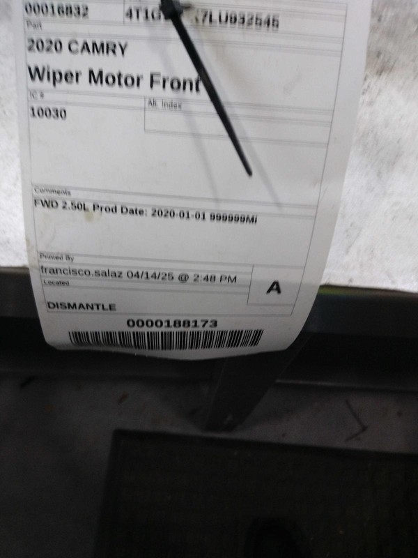 2020 Toyota Camry Wiper Motor OEM Black 85K Miles Compatible Avalon 19-22