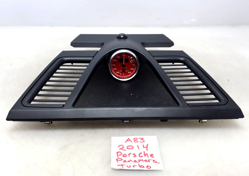 ✅ 14-16 OEM Porsche Panamera Turbo 970 Upper Center Dashboard Trim W/ Clock Red