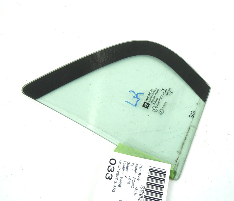 2012 12 Chevrolet Sonic Ntbk Rear Door Window Vent Glass Driver Left OEM