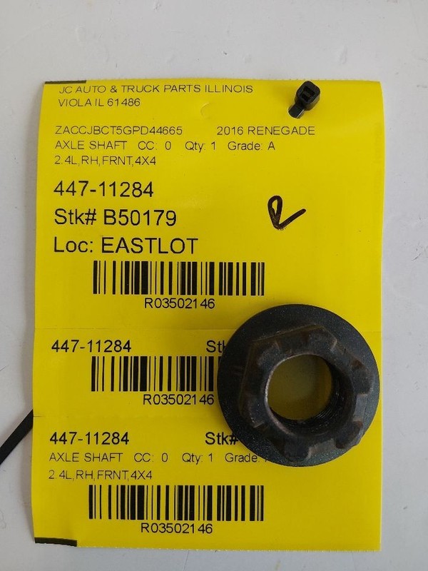 Axle Shaft Front Axle 4WD 2.4L Trailhawk Fits 15-18 RENEGADE 3502146