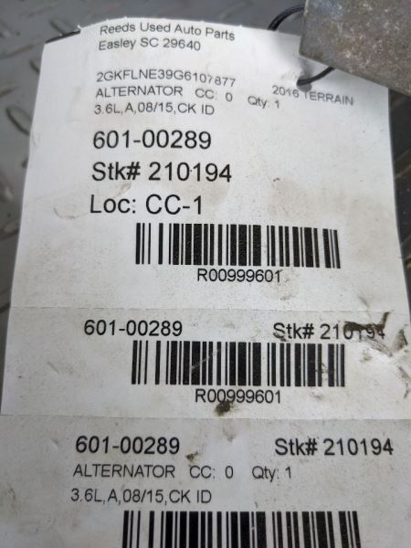 Alternator ID 23119515 Fits 08-09 13-17 EQUINOX 999601