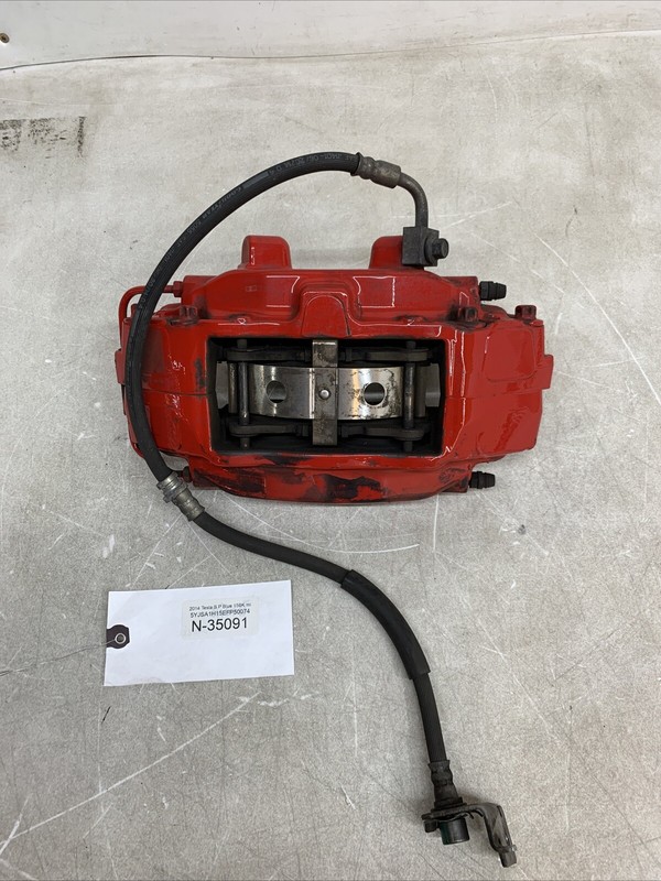12-20 Tesla Model S FR Passenger Side Caliper Red+Brake Hose Line RH 35091 S13