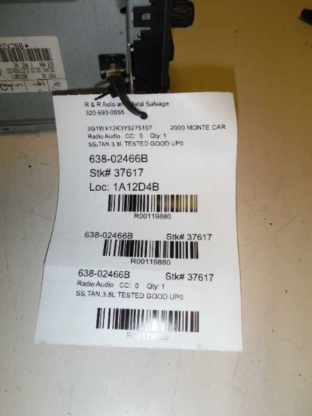 00 01 IMPALA AUDIO EQUIPMENT AM-MONO-FM-CASSETTE-CD PLAYER OPT UP0 119880