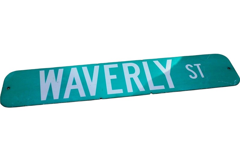 Authentic Road Sign WAVERLY ST Real Street Vintage Retired Sign Antique