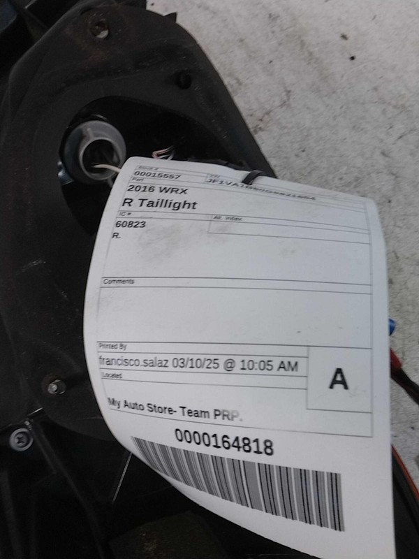 2016 Subaru WRX Right Tail Light Assembly Blue OEM 198147 - Scuffs, 77k Miles