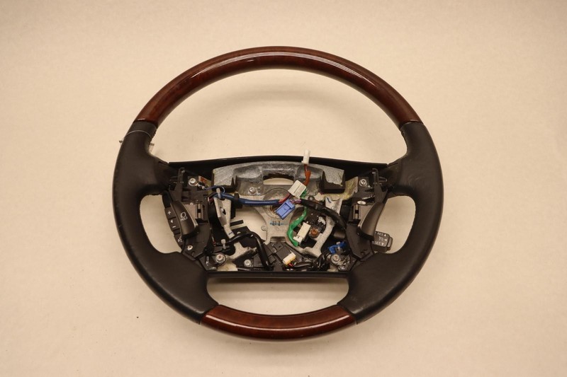 2007-2009 LEXUS LS460 DRIVER STEERING WHEEL BLACK & WOOD W/ SWITCHES OEM