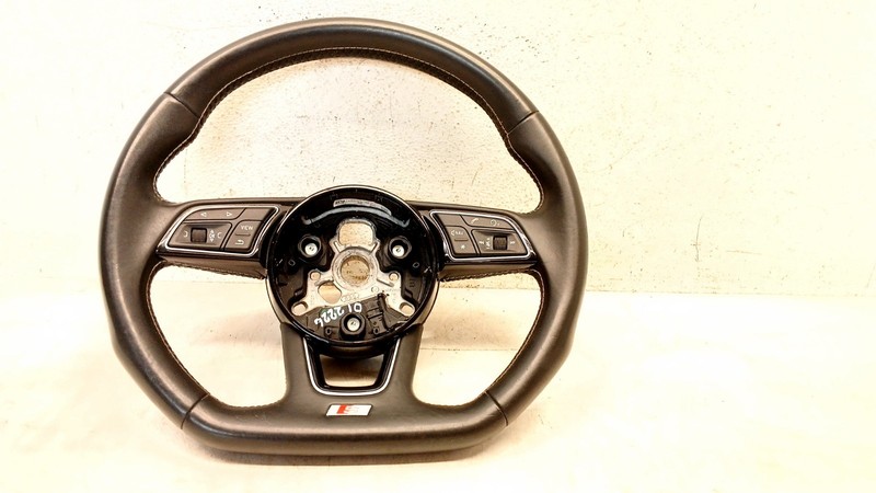 18-24 AUDI B9 S5 S4 RS5 FLAT BOTTOM STEERING WHEEL LEATHER BLACK SWITCH OEM 0122