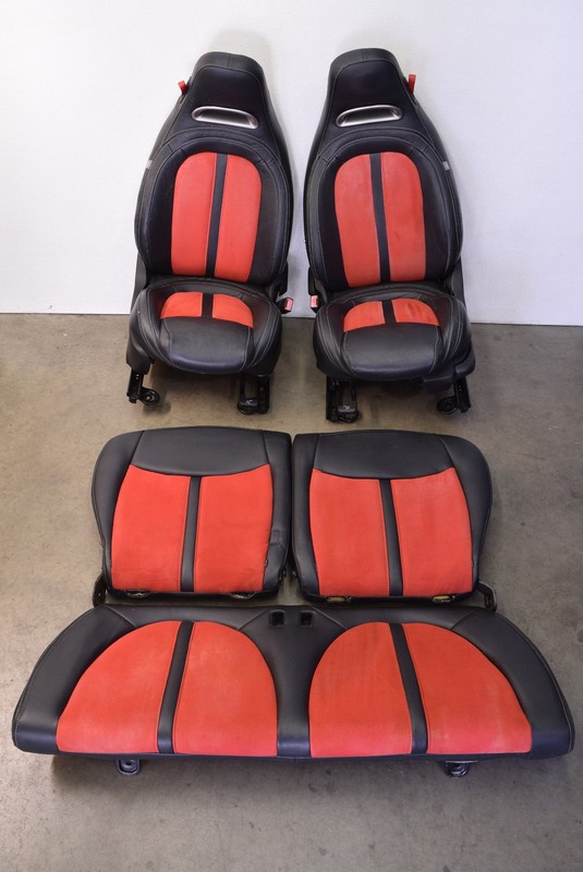 Fiat 500 Abarth Black Leather Seats W/ Suede Red Inserts Katzkin 2012-2013