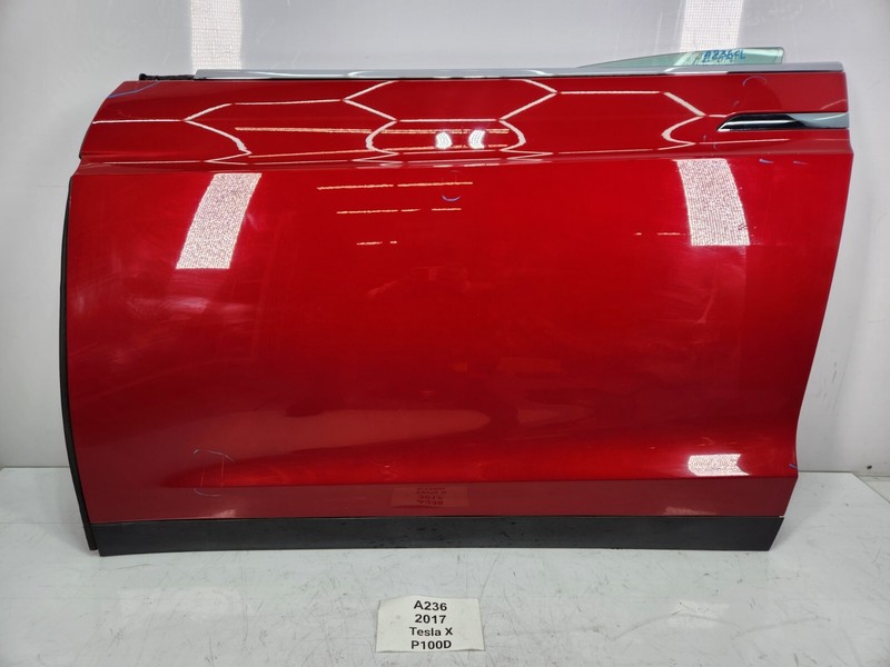 ✅ 16-20 OEM Tesla X Front Left Driver Door Shell Panel Red PPMR COMPLETE NOTE*
