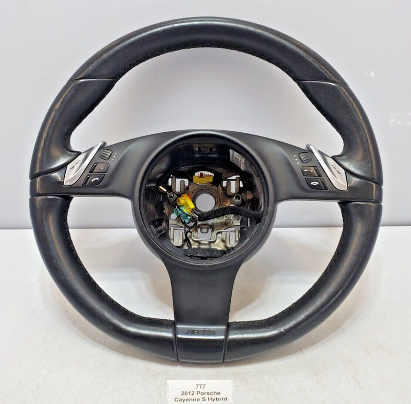 ✅ 11-14 OEM Porsche Cayenne 958 Steering Wheel Leather Black W/ Control Switch
