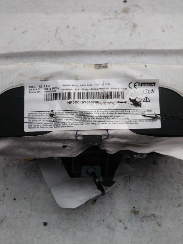 2017 INFINITI QX30 Right Instrument Panel Air Bag, Grey, 87K Miles, OEM Part