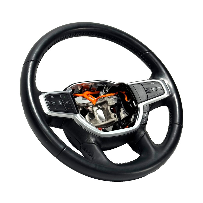 📌 2019-2024 RAM 1500 BLACK LEATHER STEERING WHEEL W/ SWITCH 5TH 6XS052X7AA OEM