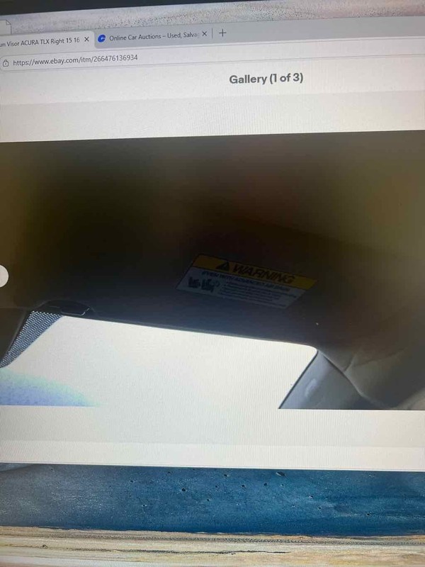 Sun Visor ACURA TLX Right 15 16 17 18 19 20