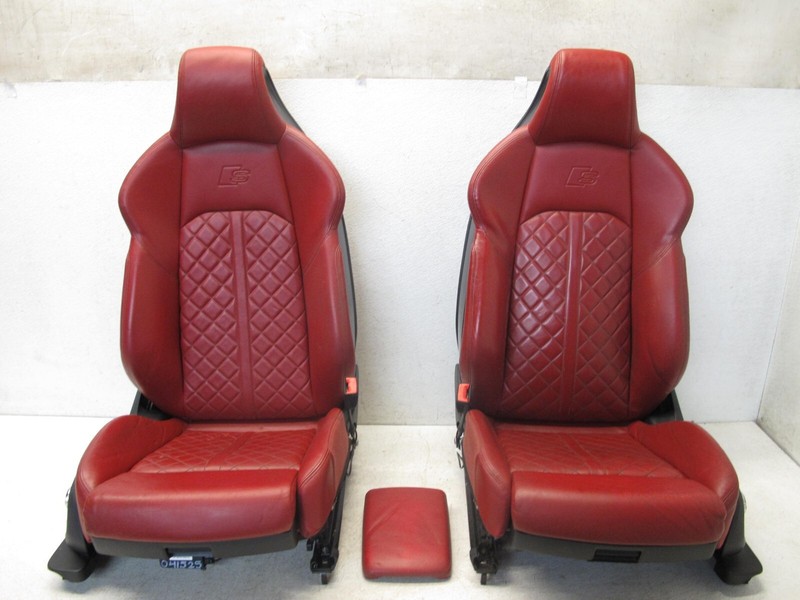 18-24 AUDI B9 S4 SEDAN FRONT SEAT ARM REST SET RED LEATHER LEFT RIGHT OEM 041525