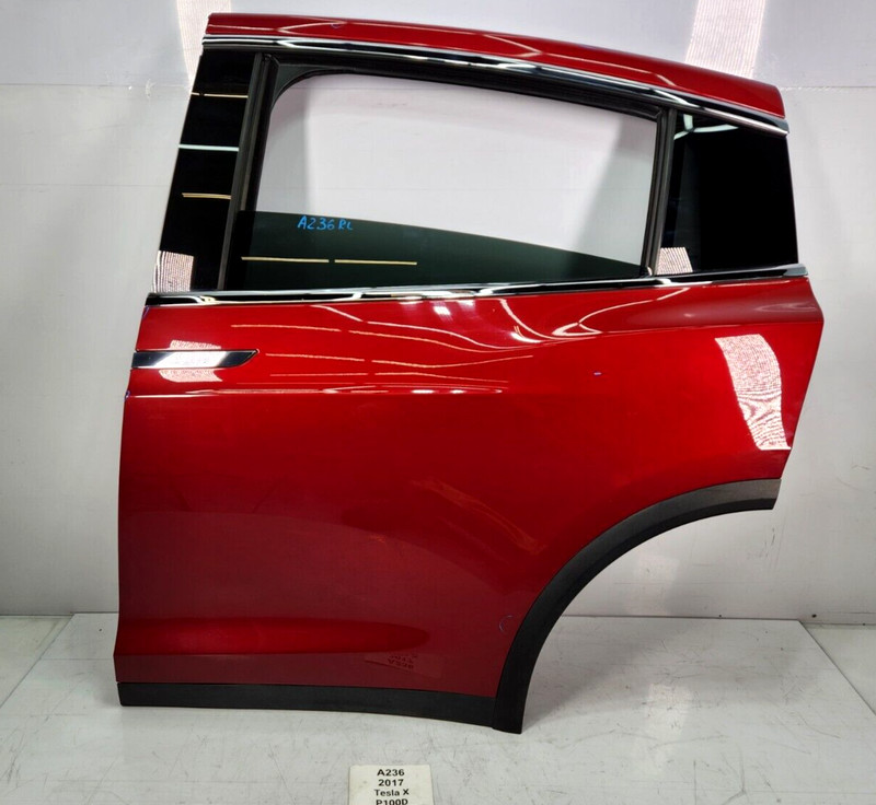 ✅ 16-20 OEM Tesla Model X Rear Left Driver Door Shell Red PPMR COMPLETE NOTE*