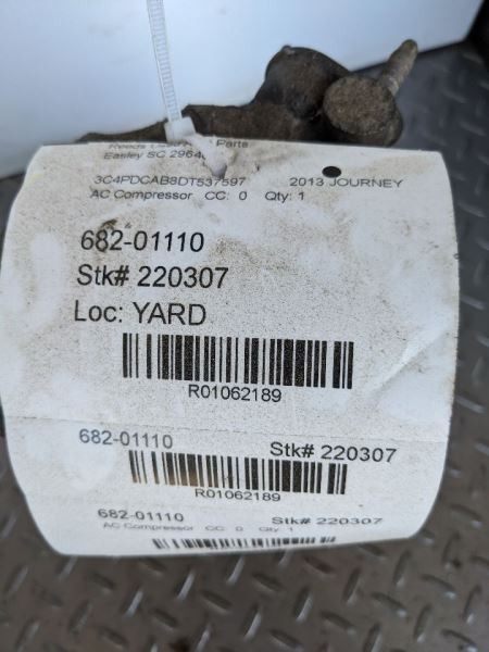 AC Compressor With Rear AC Fits 13-15 JOURNEY 1062189