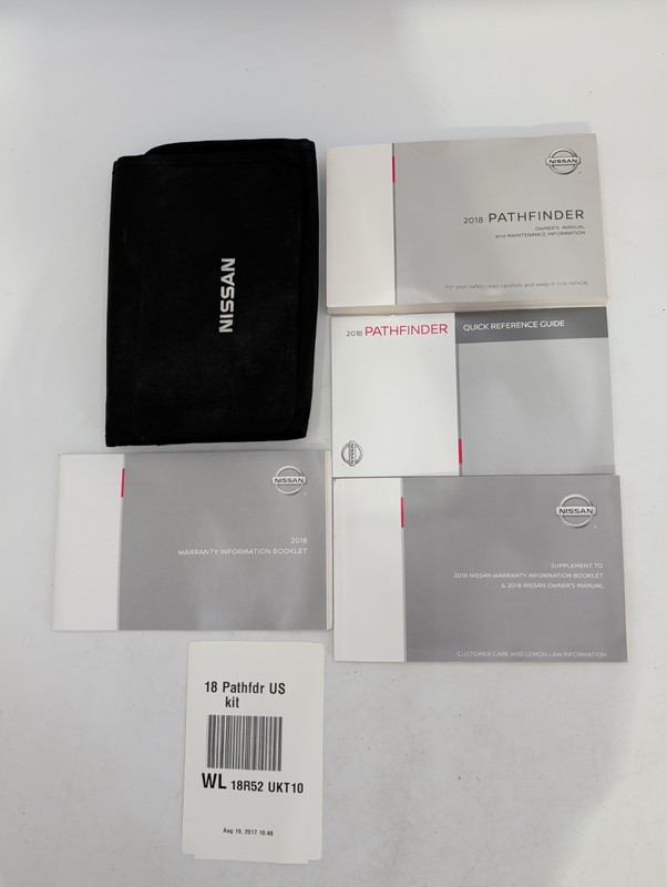 2018 Nissan Pathfinder Owners Manual , SV, SL, and Platinum With Case