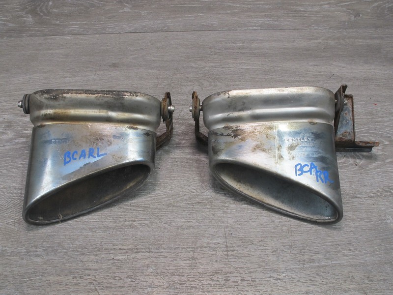 06-12 BENTLEY FLYING SPUR REAR LEFT & RIGHT EXHAUST MUFFLER CHROME TIPS SET OF 2