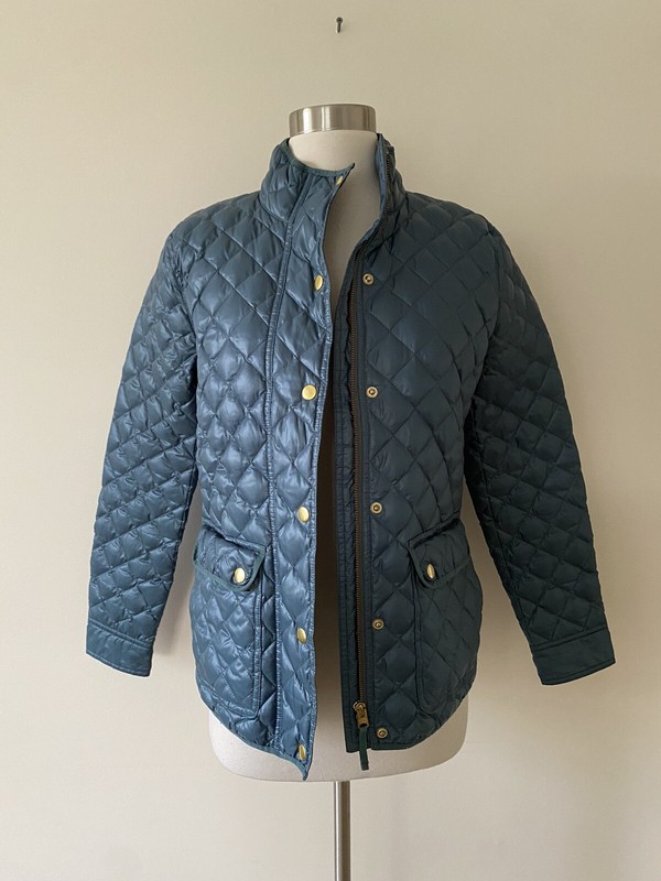 J CREW C8548 DOWNTOWN FIELD PUFFER WOMENS SMALL SHINY JADE DOWN JACKET