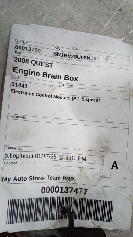 2008-2009 Nissan Quest Engine Control Module ECM OEM 23710ZS70A 182k Miles