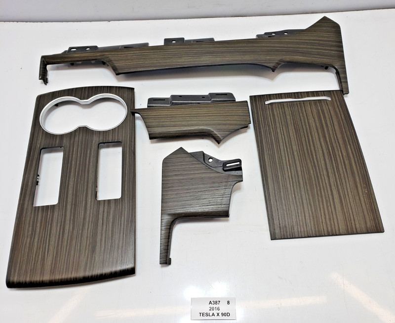 ✅ 2016-2020 OEM Tesla Model X Front Rear Left Right Dashboard Wood Trim SET
