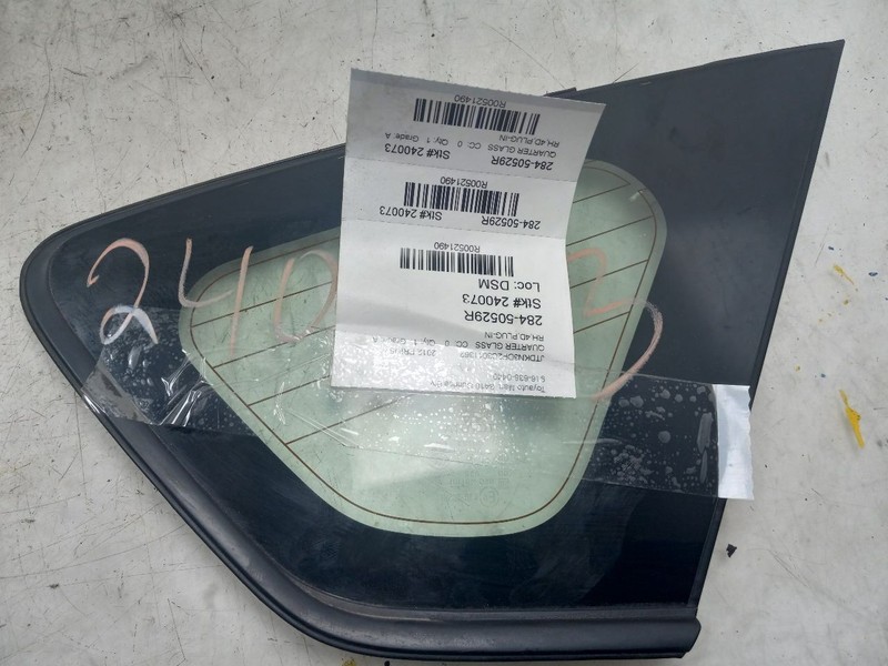 12 TOYOTA PRIUS PLUG-IN PASSENGER RIGHT QUARTER GLASS
