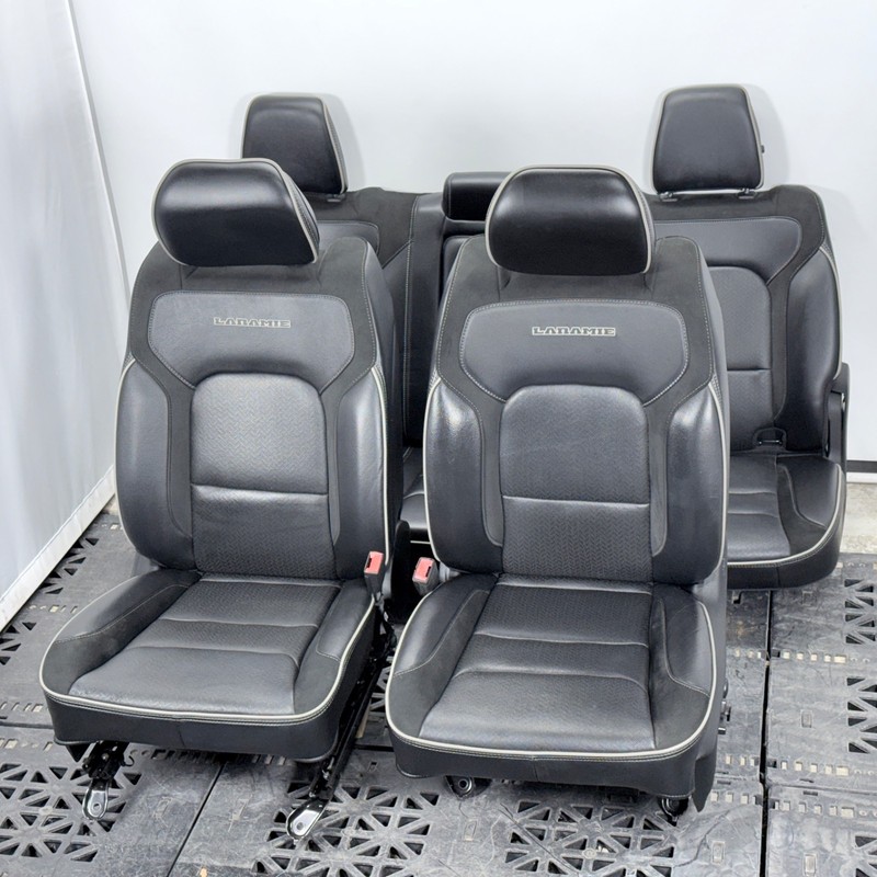 ✅ 19-25 RAM 1500 5th Laramie CREW CAB OEM 4 LEATHER SEAT SET Black HEATED VENTIL