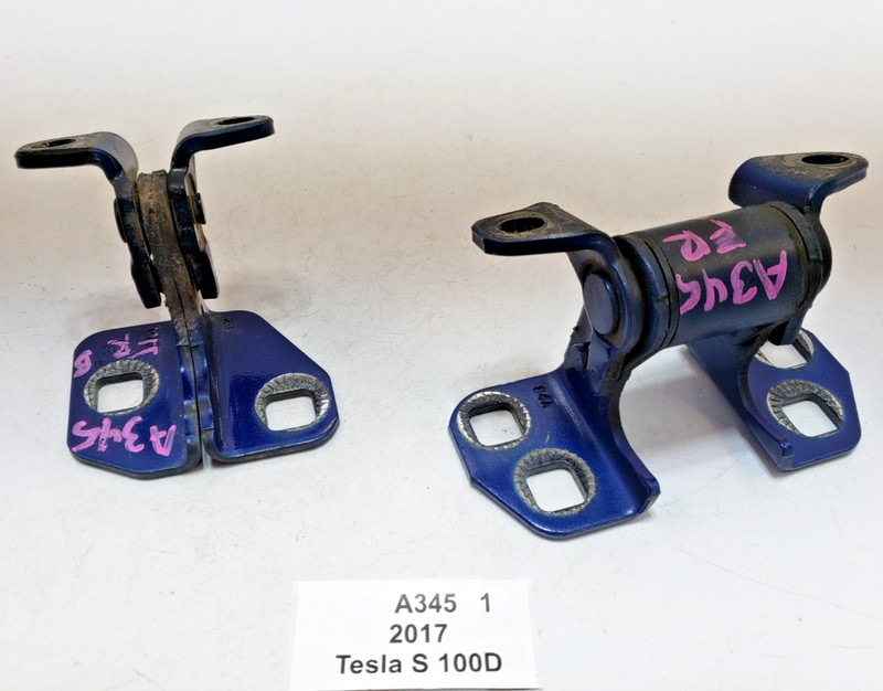 ✅ 12-20 OEM Tesla Model S Front Right Passenger Door Hinge Upper Lower Blue SET