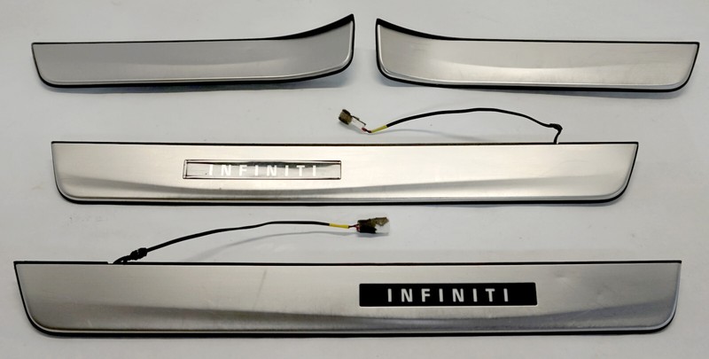 ✅ 2014-2024 INFINITI Q50 OEM STAINLESS STEEL ILLUMINATED KICKING PLATE SET DOOR