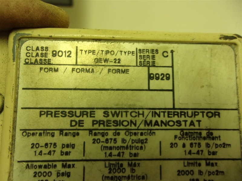 Square D 9012 Pressure Switch GEW-22 Series C *FREE SHIPPING*