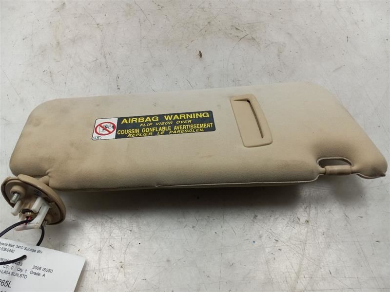 2006 LEXUS IS250 BASE DRIVER SIDE SUN SHADE VISOR