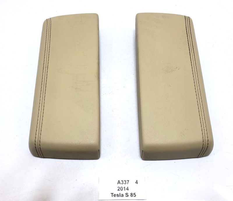 ✅ 12-16 OEM Tesla Model S Left Right Center Console Armrest Pad Leather Beige*