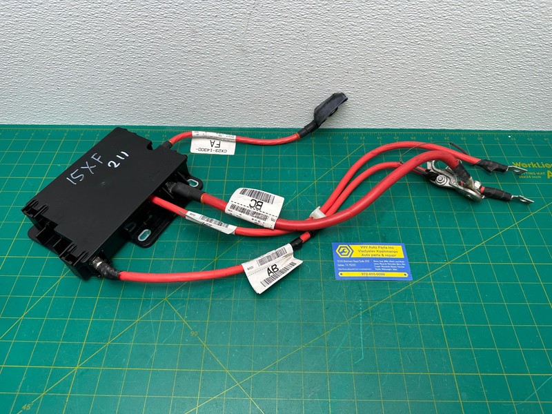 13-15 JAGUAR XF REAR TRUNK FUSE RELAY BOX W/ BATTERY CABLES OEM