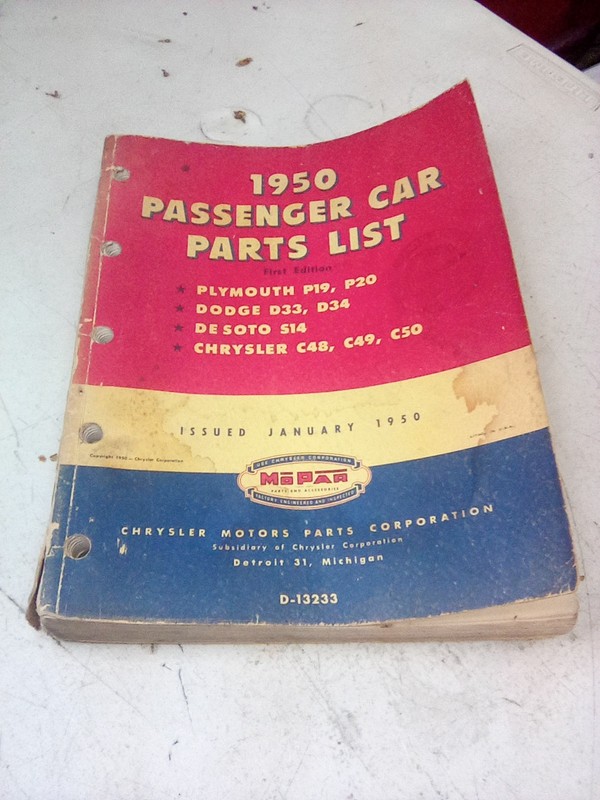 1950 Mopar Passenger Car Parts List January Edition 412 Pages D-13233