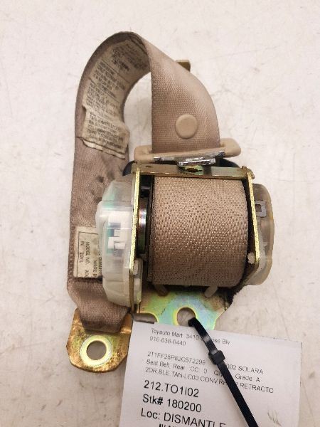 2002 TOYOTA SOLARA SLE PASSENGER SIDE REAR SEAT BELT ASSEMBLY