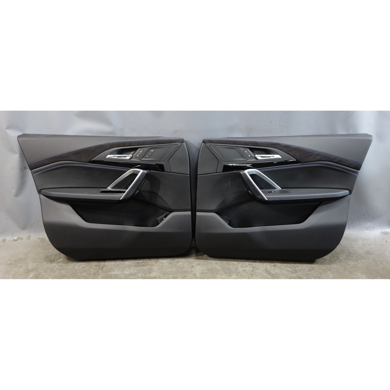 24-25 BMW U10 X2 Front Door Card Trim Panel Pair Black Leather Alcantara OEM